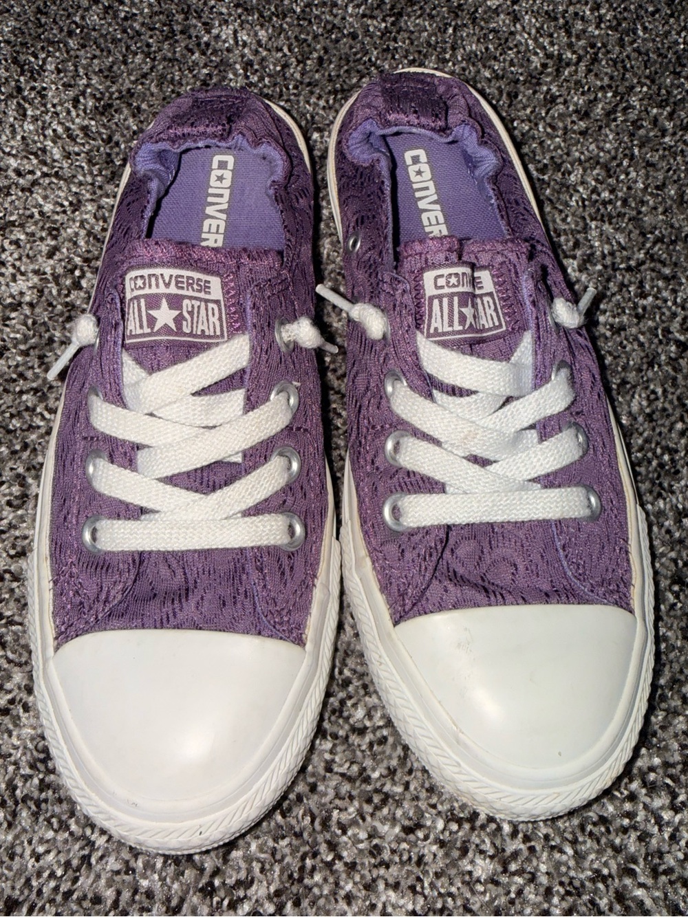Converse size 7 women’s purple lace